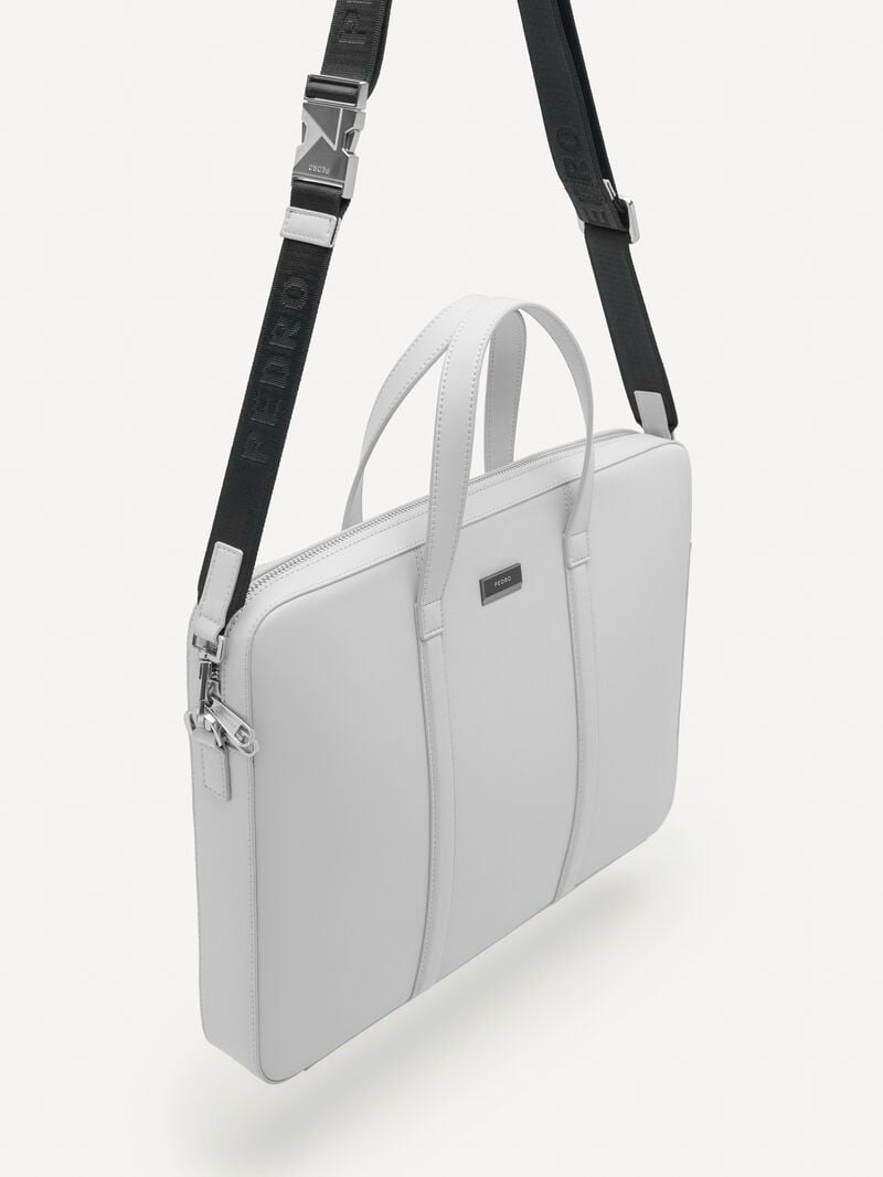 Pedro Allen Leather Briefcase Men Business Bags Light Grey | Q9Q-1317