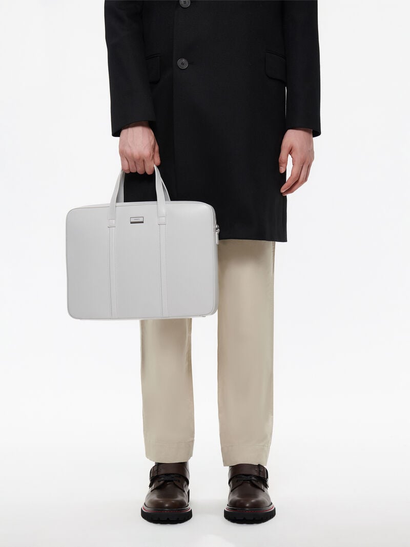 Pedro Allen Leather Briefcase Men Business Bags Light Grey | Q9Q-1317