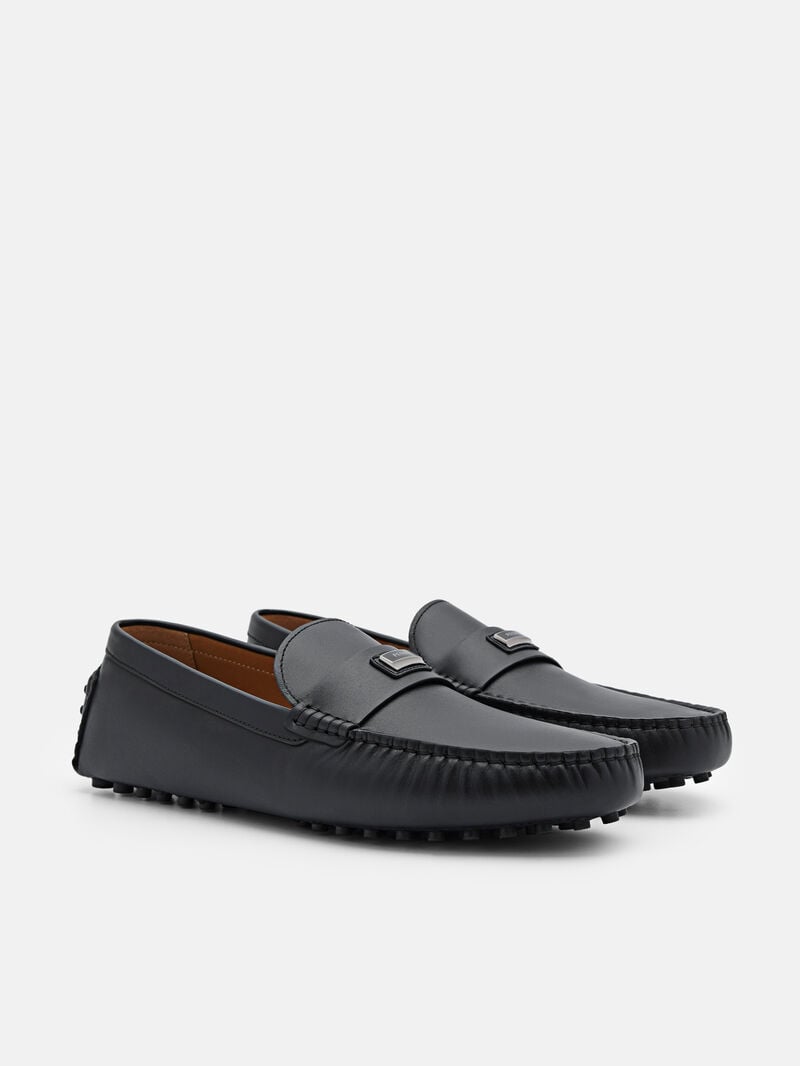 Pedro Allen Leather Men Moccasins Black | Q9Q-1944