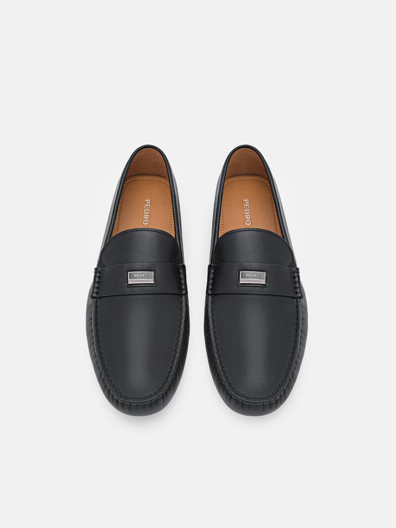 Pedro Allen Leather Men Moccasins Black | Q9Q-1944