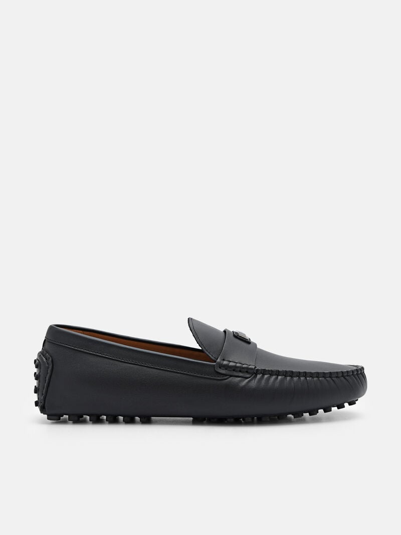 Pedro Allen Leather Men Moccasins Black | Q9Q-1944