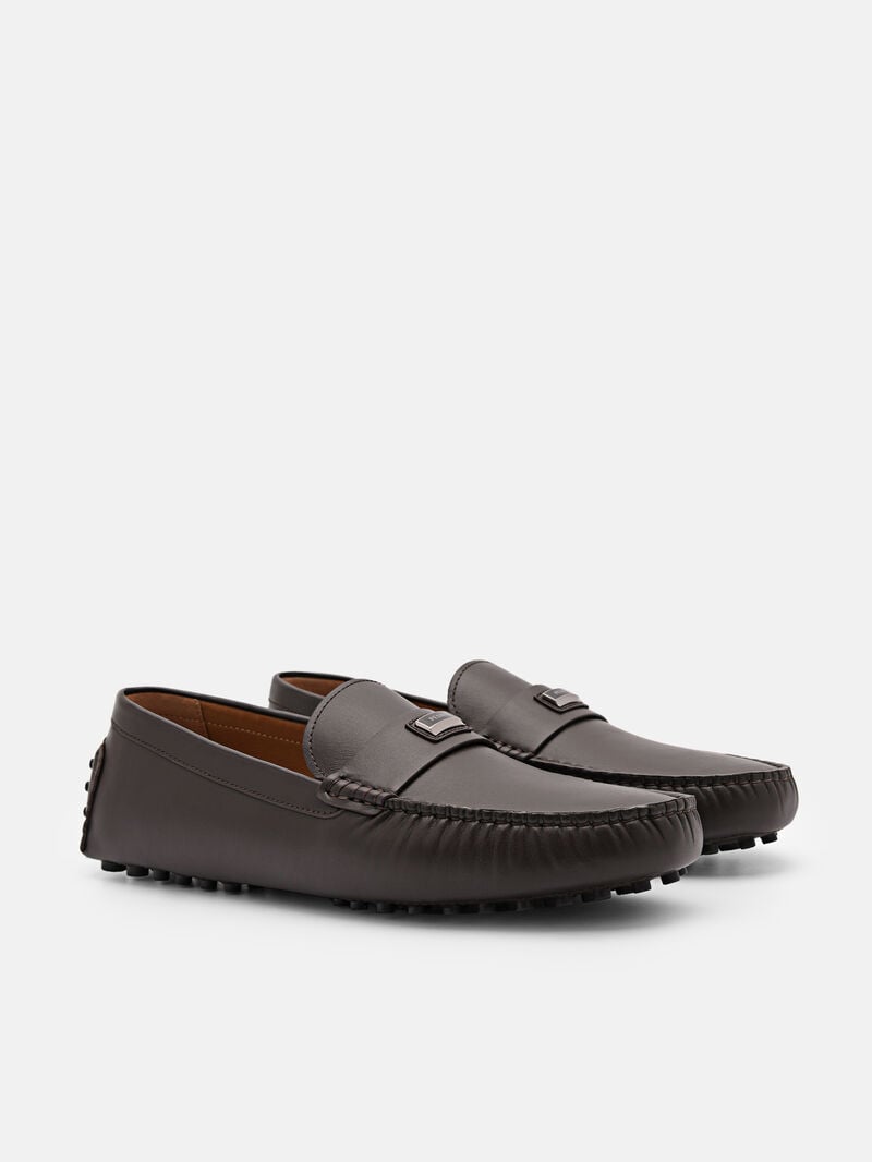 Pedro Allen Leather Men Moccasins Dark Brown | Q9Q-1945