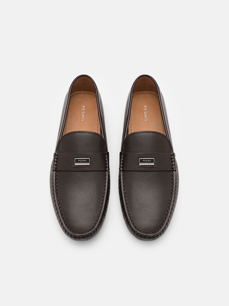 Pedro Allen Leather Men Moccasins Dark Brown | Q9Q-1945