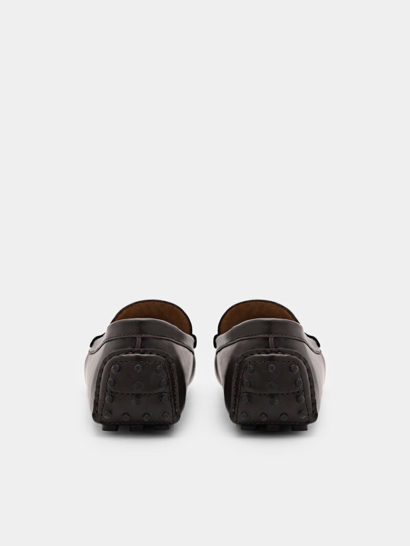 Pedro Allen Leather Men Moccasins Dark Brown | Q9Q-1945