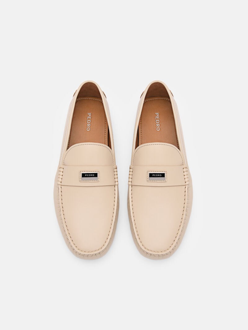 Pedro Allen Leather Men Moccasins Taupe | Q9Q-1946