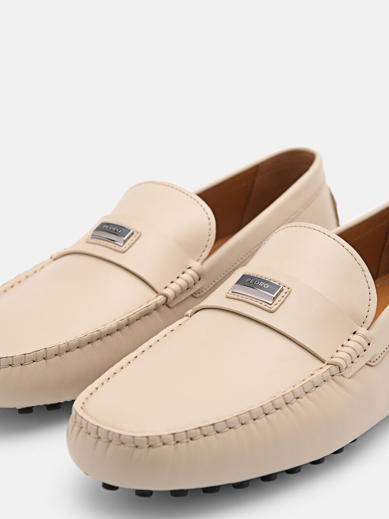 Pedro Allen Leather Men Moccasins Taupe | Q9Q-1946