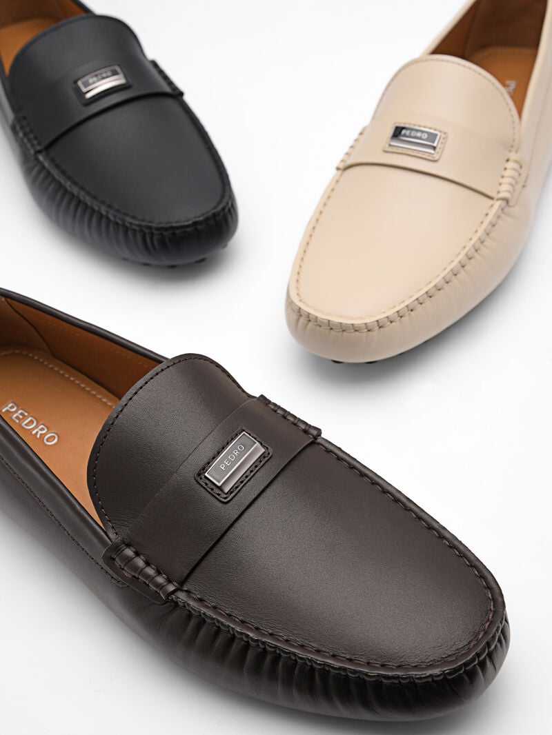Pedro Allen Leather Men Moccasins Taupe | Q9Q-1946