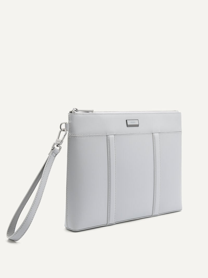 Pedro Allen Leather Portfolio Bags Men Clutches Light Grey | Q9Q-1316