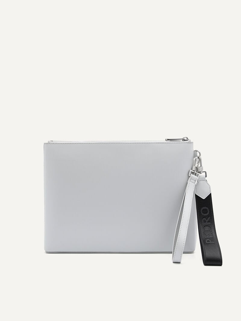 Pedro Allen Leather Portfolio Bags Men Clutches Light Grey | Q9Q-1316