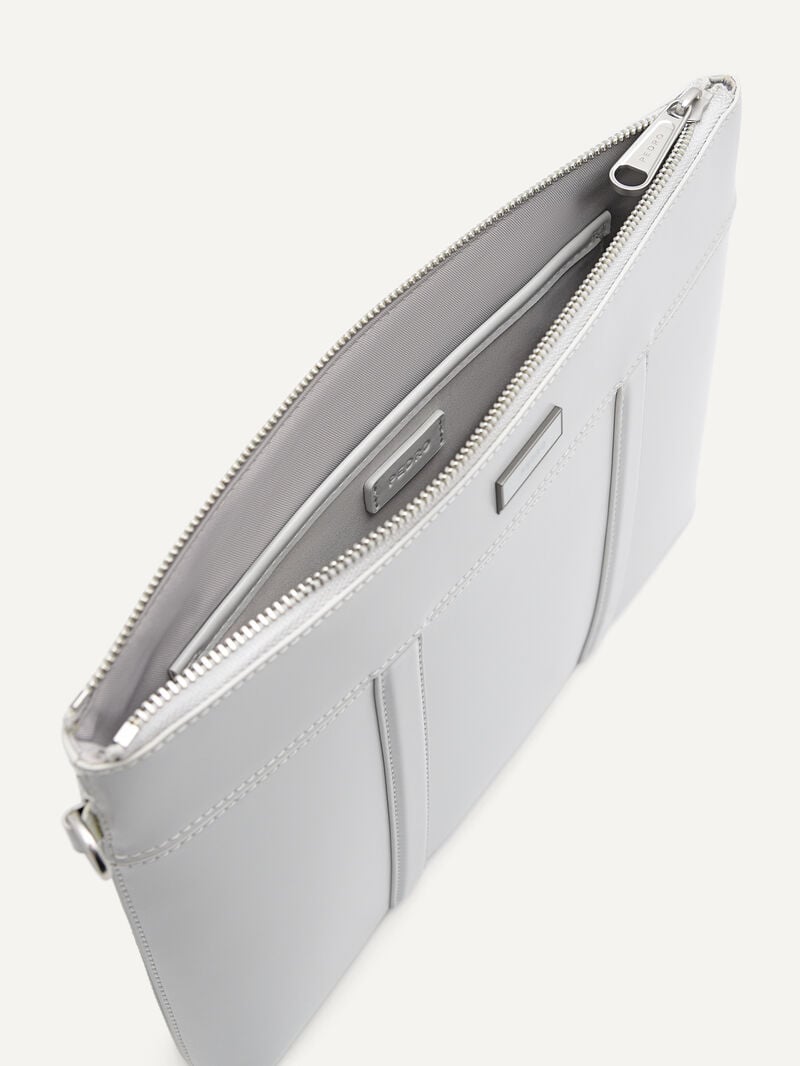 Pedro Allen Leather Portfolio Bags Men Clutches Light Grey | Q9Q-1316