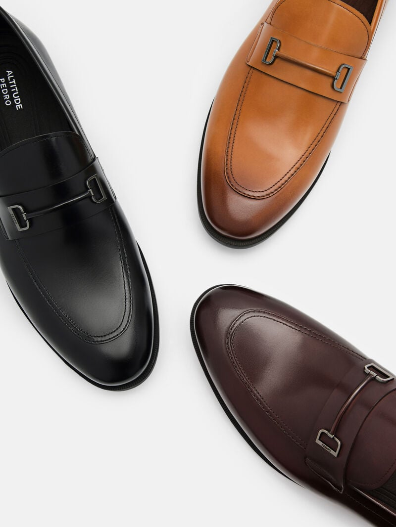 Pedro Altitude Lightweight Casey Leather Men Loafers Black | Q9Q-2798
