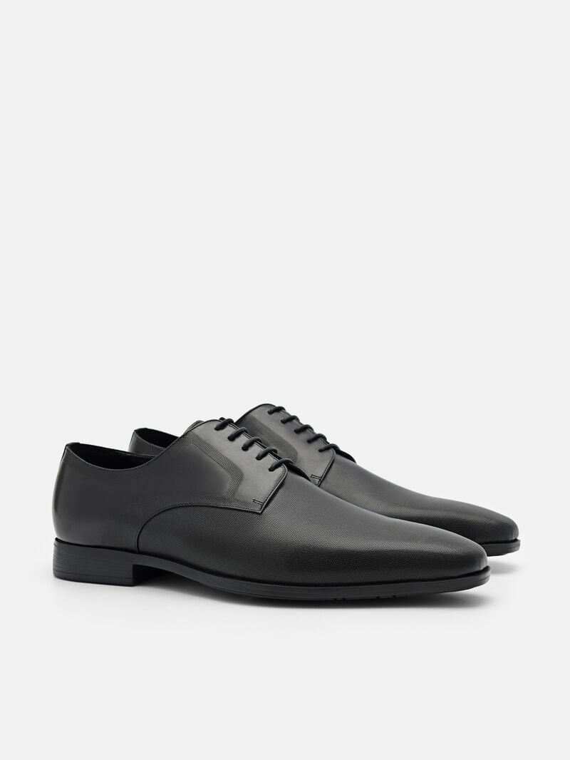 Pedro Altitude Lightweight Embossed Leather Shoes Men Derby Shoes Black | Q9Q-2796