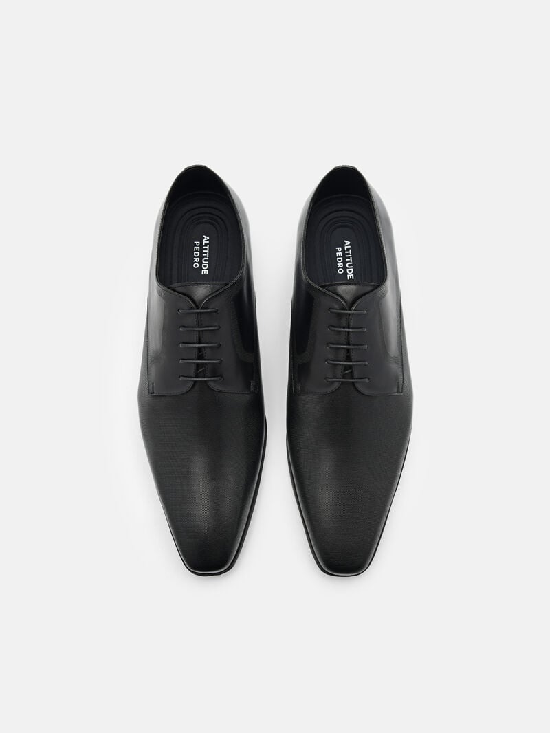 Pedro Altitude Lightweight Embossed Leather Shoes Men Derby Shoes Black | Q9Q-2796