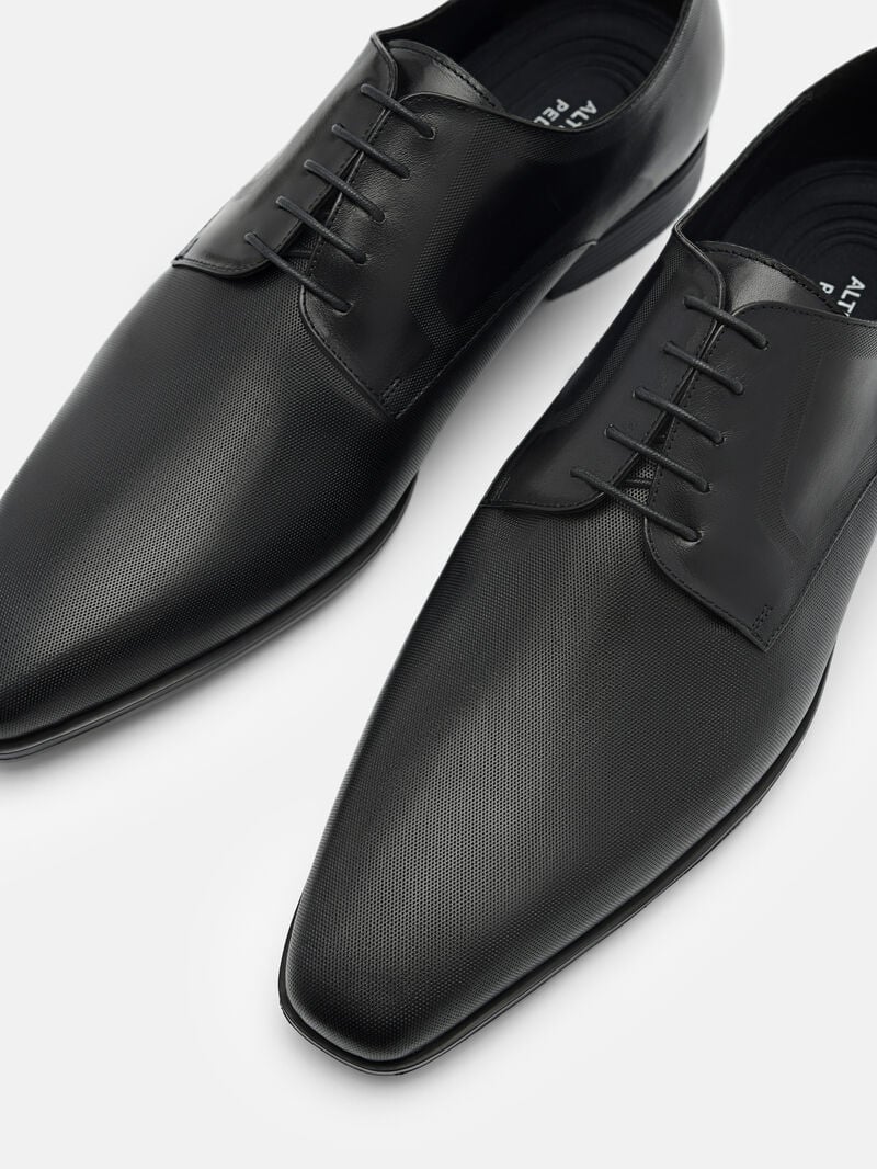 Pedro Altitude Lightweight Embossed Leather Shoes Men Derby Shoes Black | Q9Q-2796