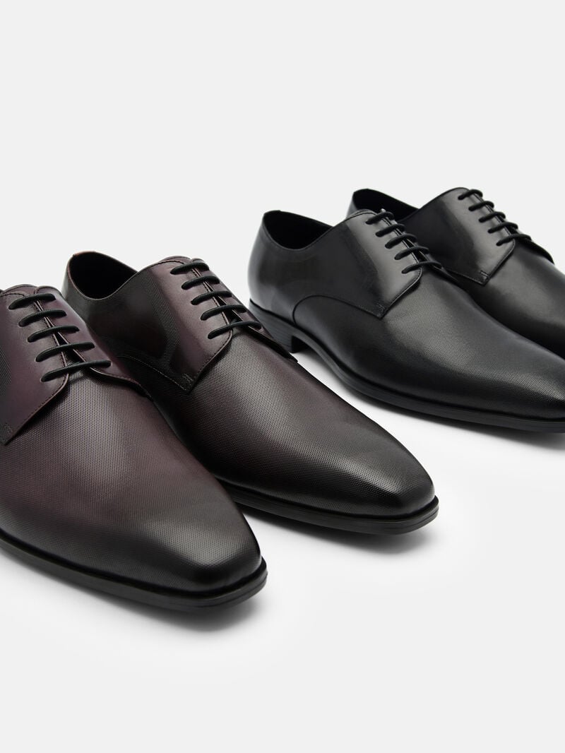 Pedro Altitude Lightweight Embossed Leather Shoes Men Derby Shoes Black | Q9Q-2796