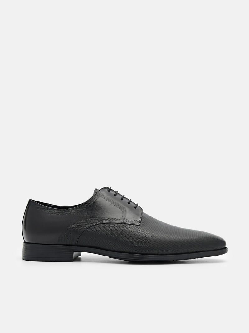 Pedro Altitude Lightweight Embossed Leather Shoes Men Derby Shoes Black | Q9Q-2796
