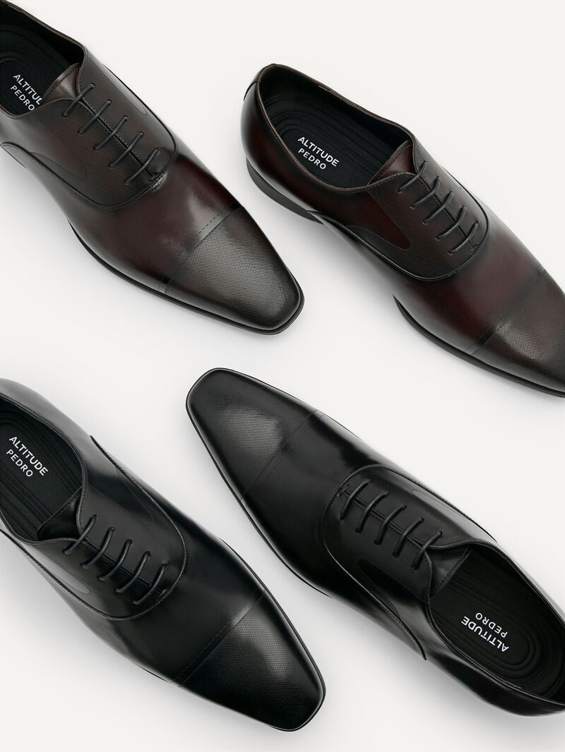 Pedro Altitude Lightweight Leather Oxford Shoes Men Lace Up Shoes Black | Q9Q-2783