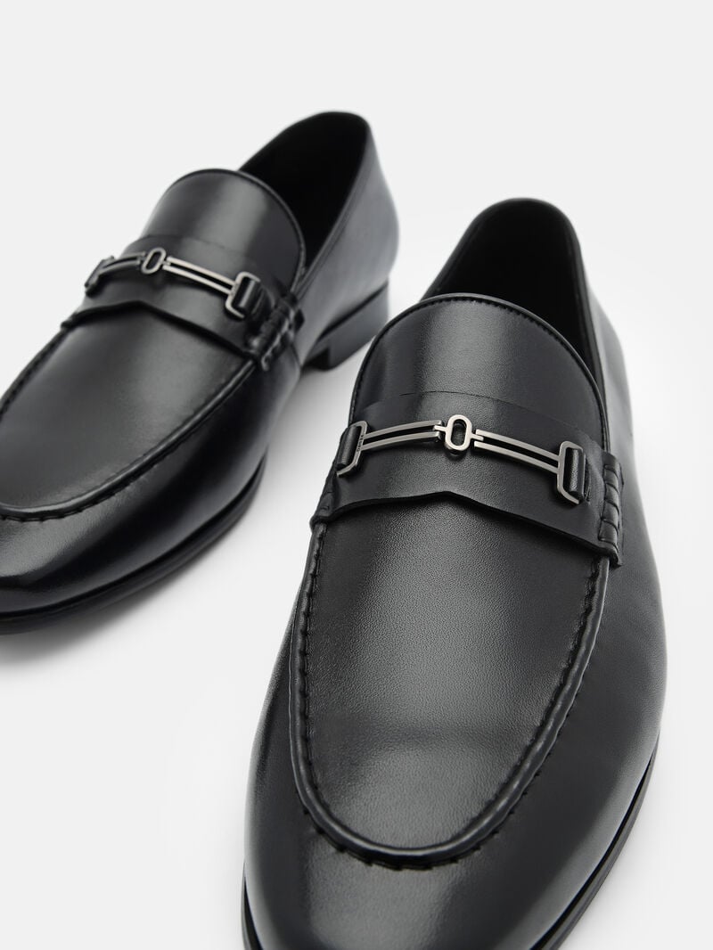 Pedro Anthony Leather Men Loafers Black | Q9Q-2770