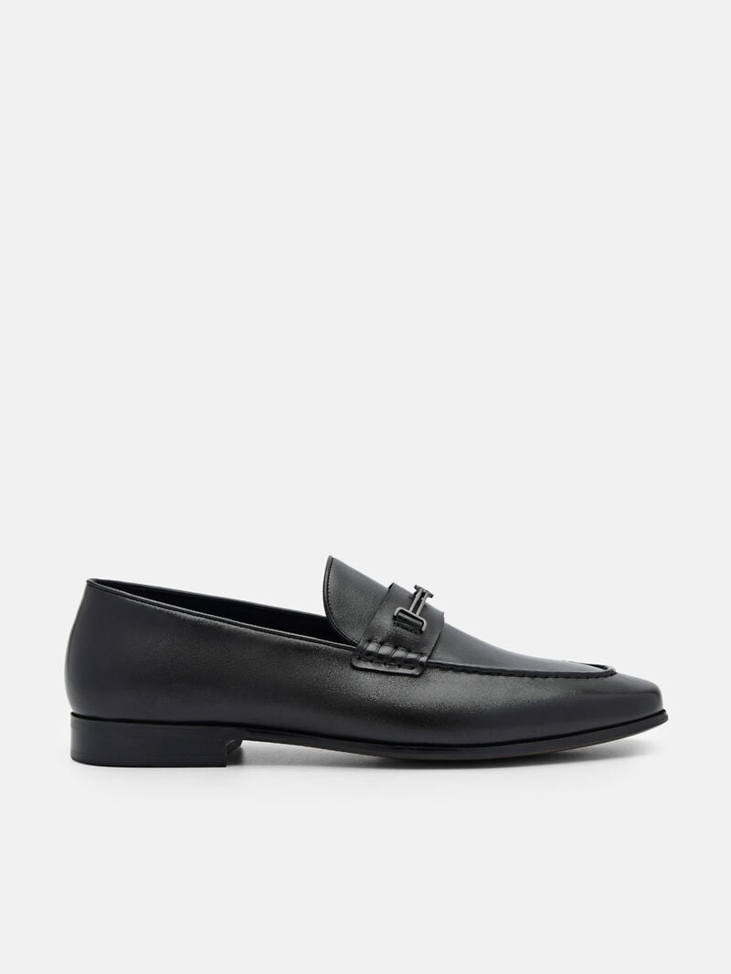 Pedro Anthony Leather Men Loafers Black | Q9Q-2770