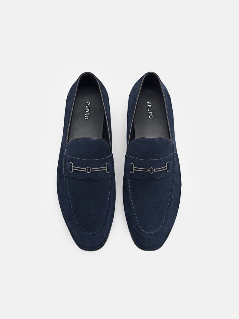 Pedro Anthony Leather Men Loafers Navy | Q9Q-2772