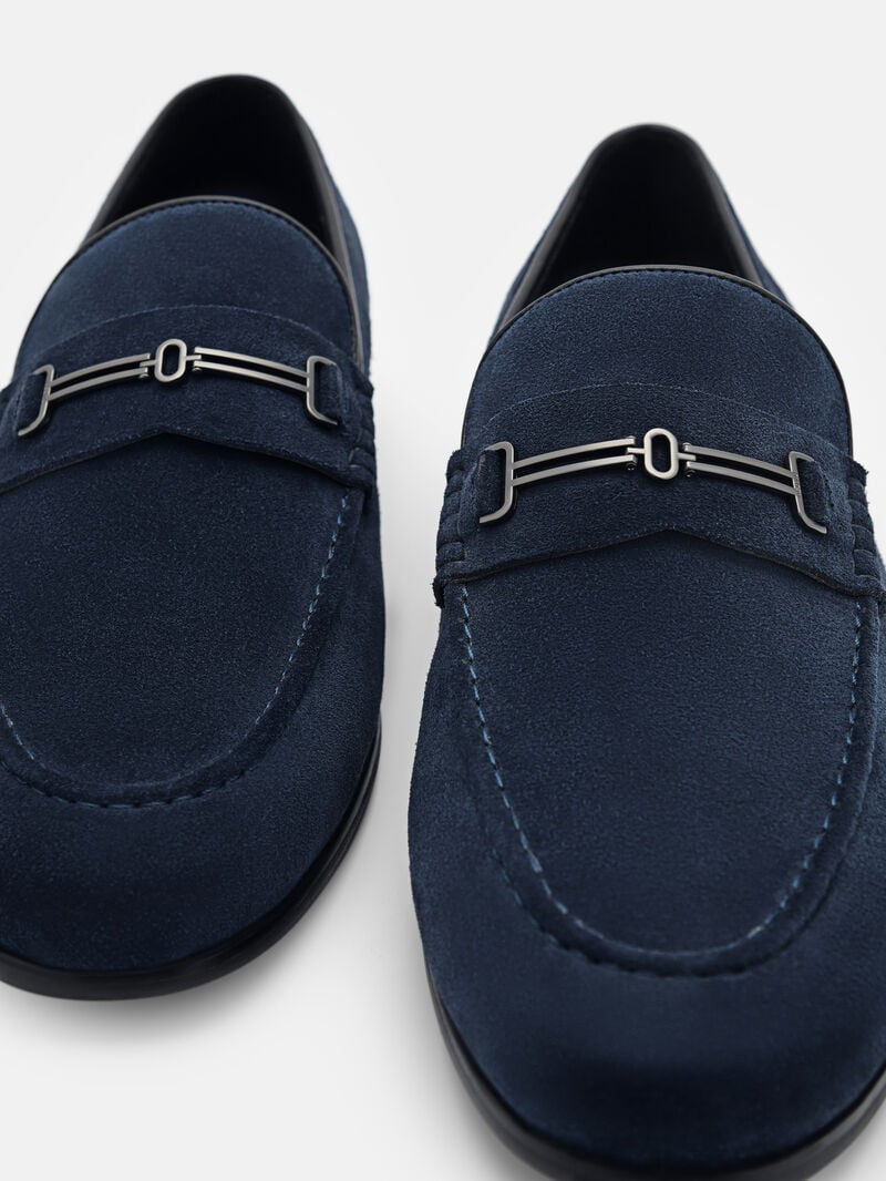 Pedro Anthony Leather Men Loafers Navy | Q9Q-2772