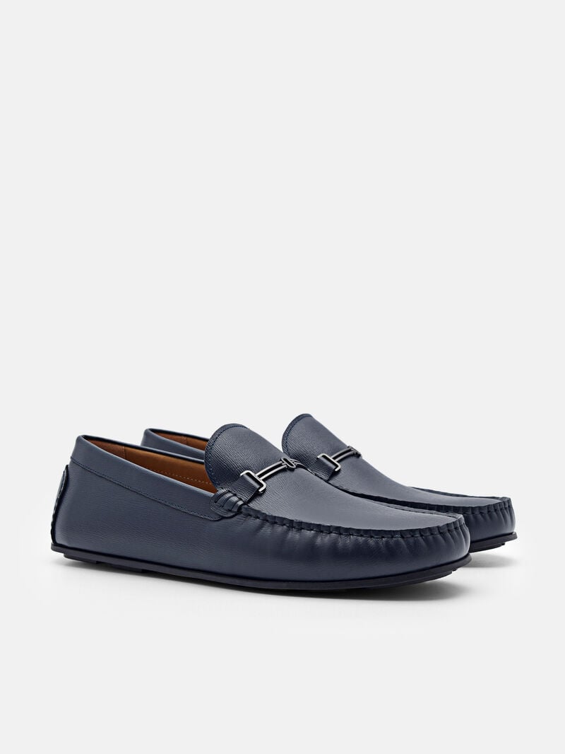 Pedro Anthony Leather Moccasins Men Loafers Navy | Q9Q-2765