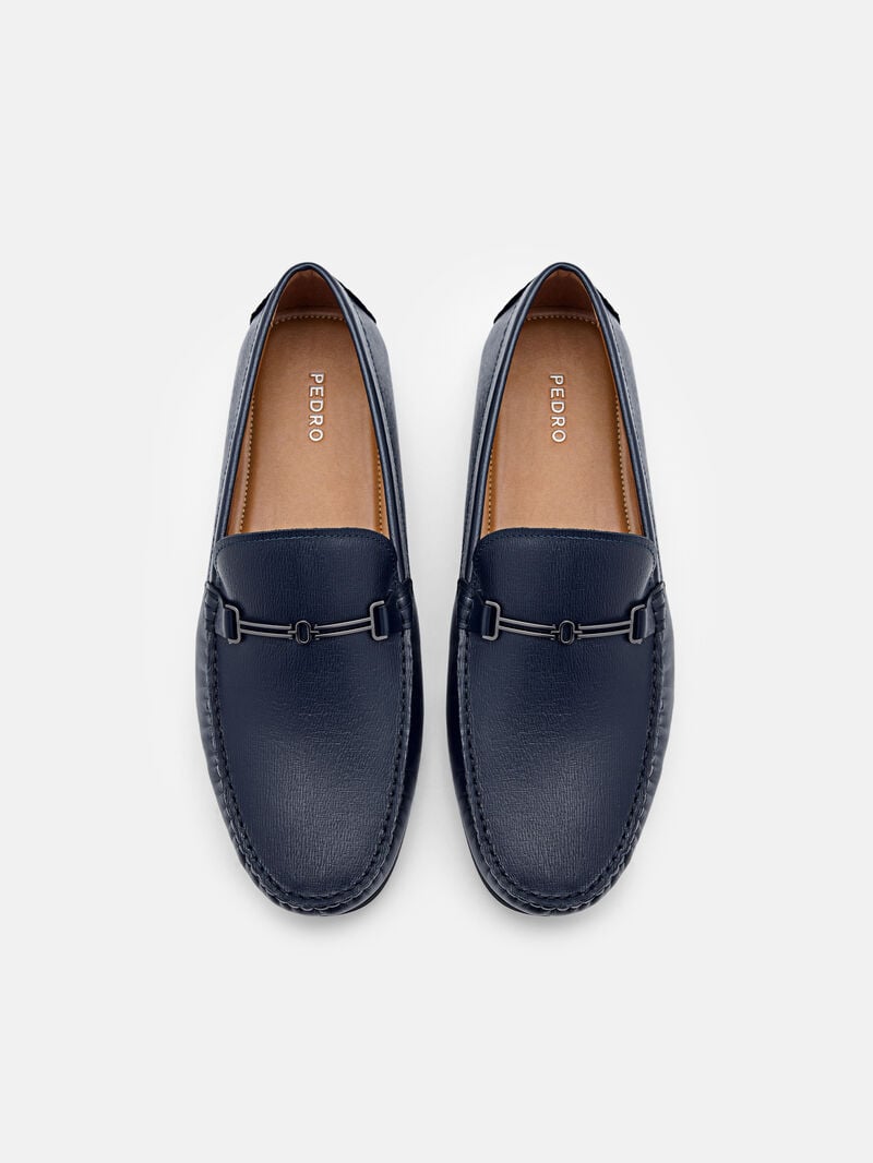 Pedro Anthony Leather Moccasins Men Loafers Navy | Q9Q-2765
