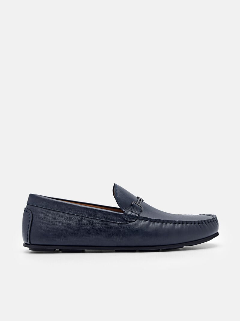 Pedro Anthony Leather Moccasins Men Loafers Navy | Q9Q-2765