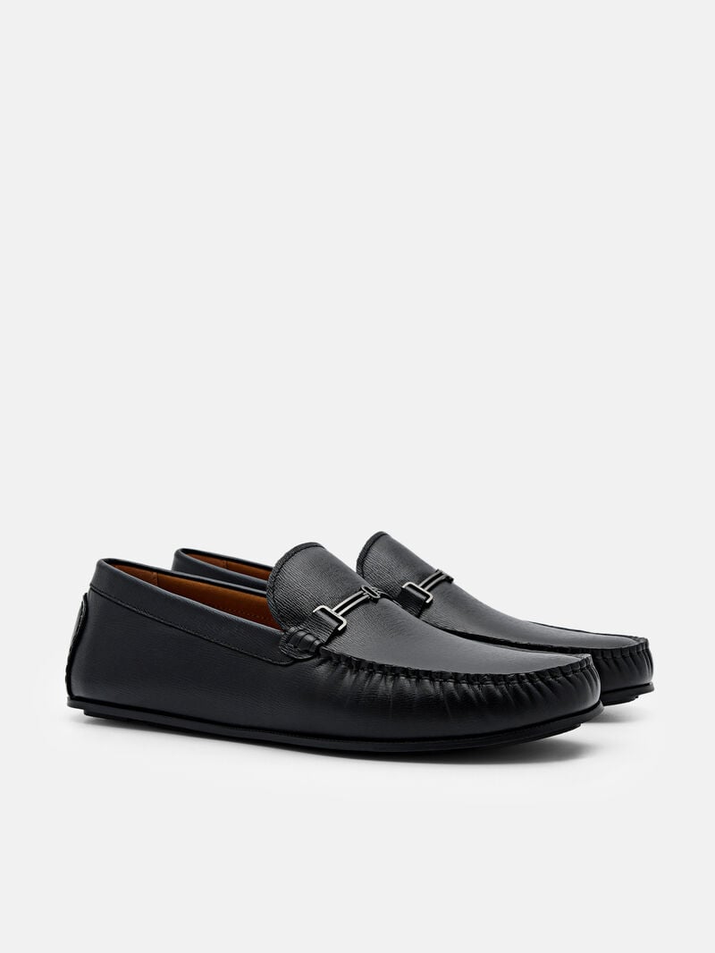 Pedro Anthony Leather Moccasins Men Loafers Black | Q9Q-2763