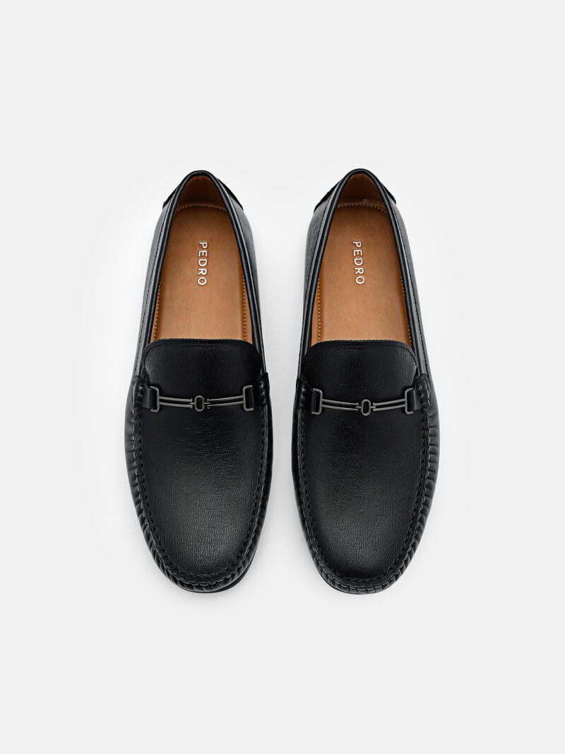 Pedro Anthony Leather Moccasins Men Loafers Black | Q9Q-2763