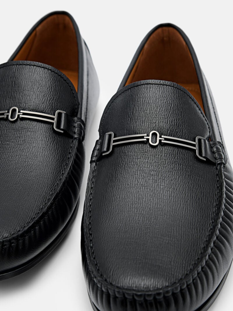 Pedro Anthony Leather Moccasins Men Loafers Black | Q9Q-2763