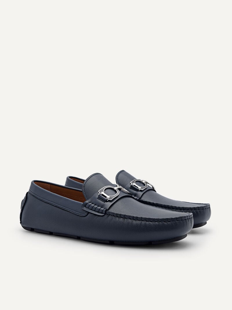 Pedro Antonio Leather Men Moccasins Navy | Q9Q-1939