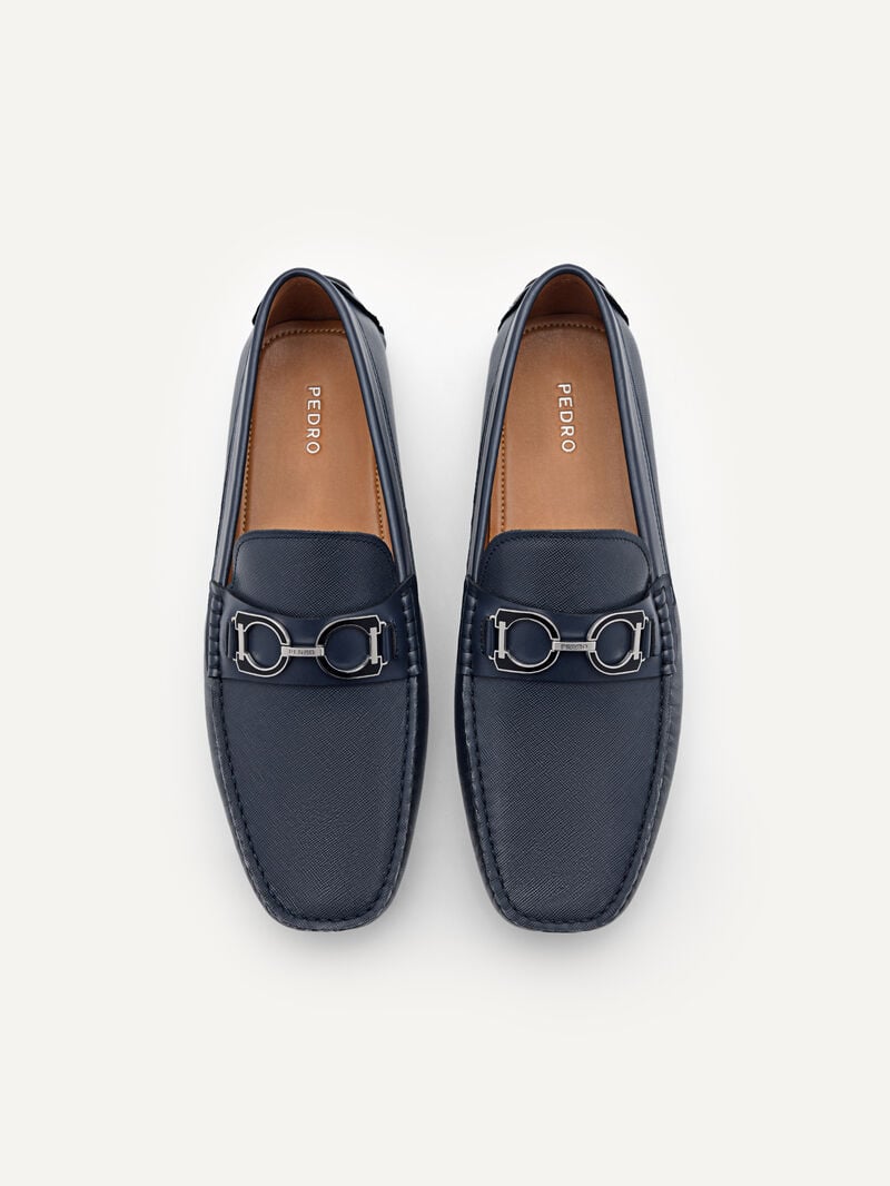 Pedro Antonio Leather Men Moccasins Navy | Q9Q-1939
