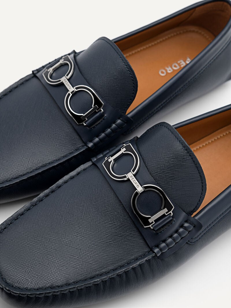 Pedro Antonio Leather Men Moccasins Navy | Q9Q-1939