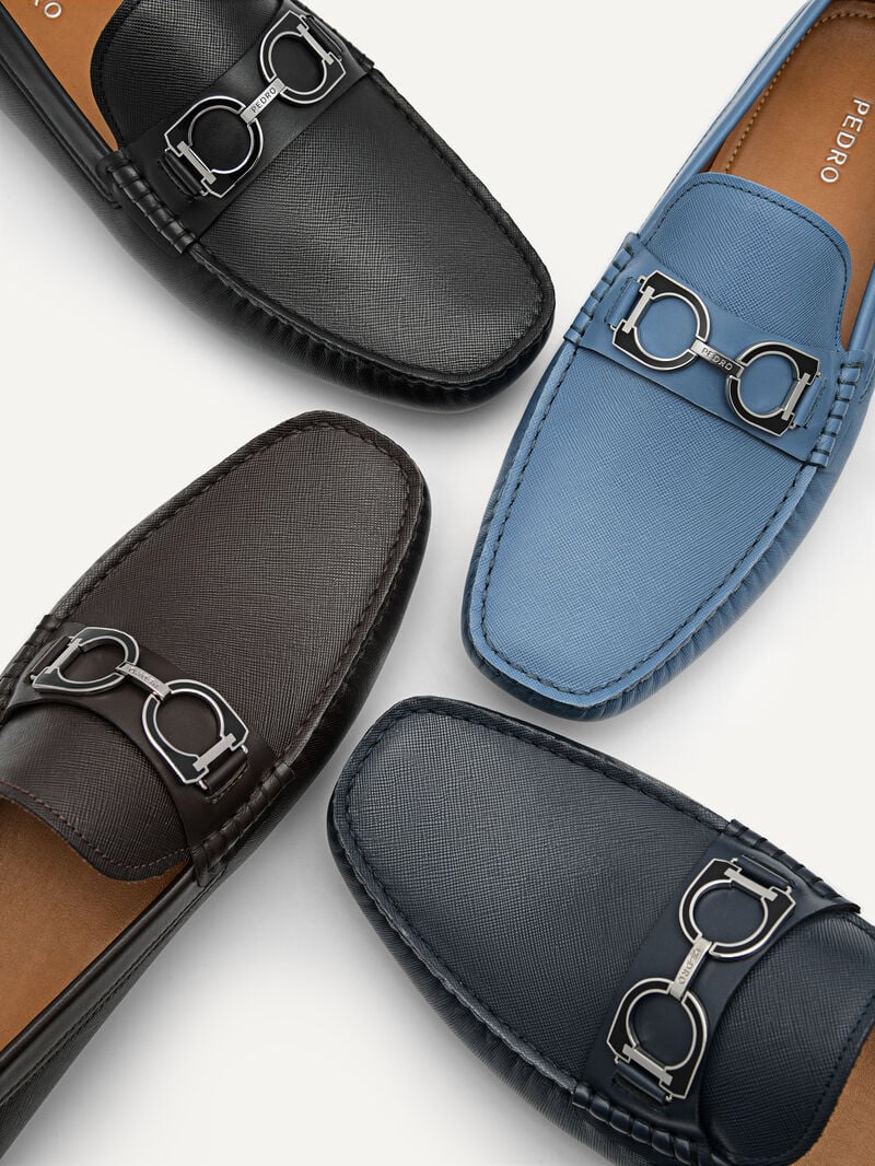Pedro Antonio Leather Men Moccasins Navy | Q9Q-1939