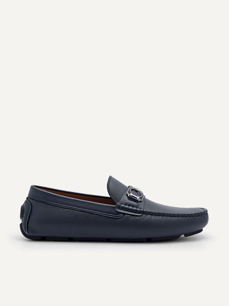 Pedro Antonio Leather Men Moccasins Navy | Q9Q-1939