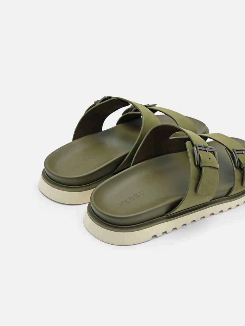 Pedro Arche Slide Men Sandals Military Green | Q9Q-2760