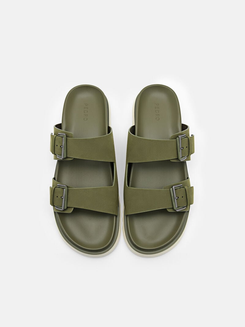 Pedro Arche Slide Men Sandals Military Green | Q9Q-2760