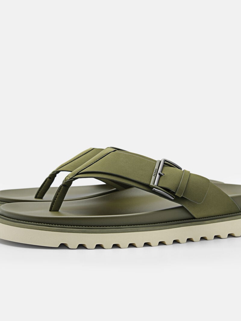 Pedro Arche Thong Men Sandals Military Green | Q9Q-2757