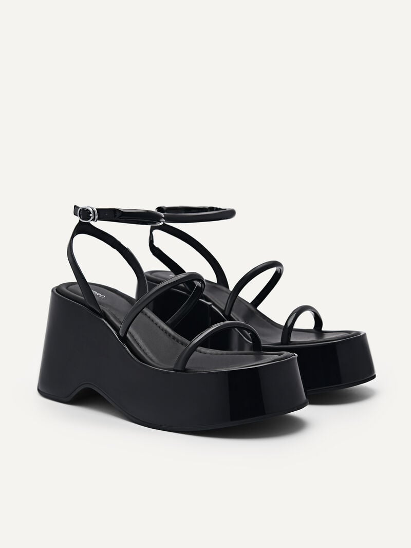 Pedro Aryna Platform Sandals Women Wedges Black | Q9Q-1925