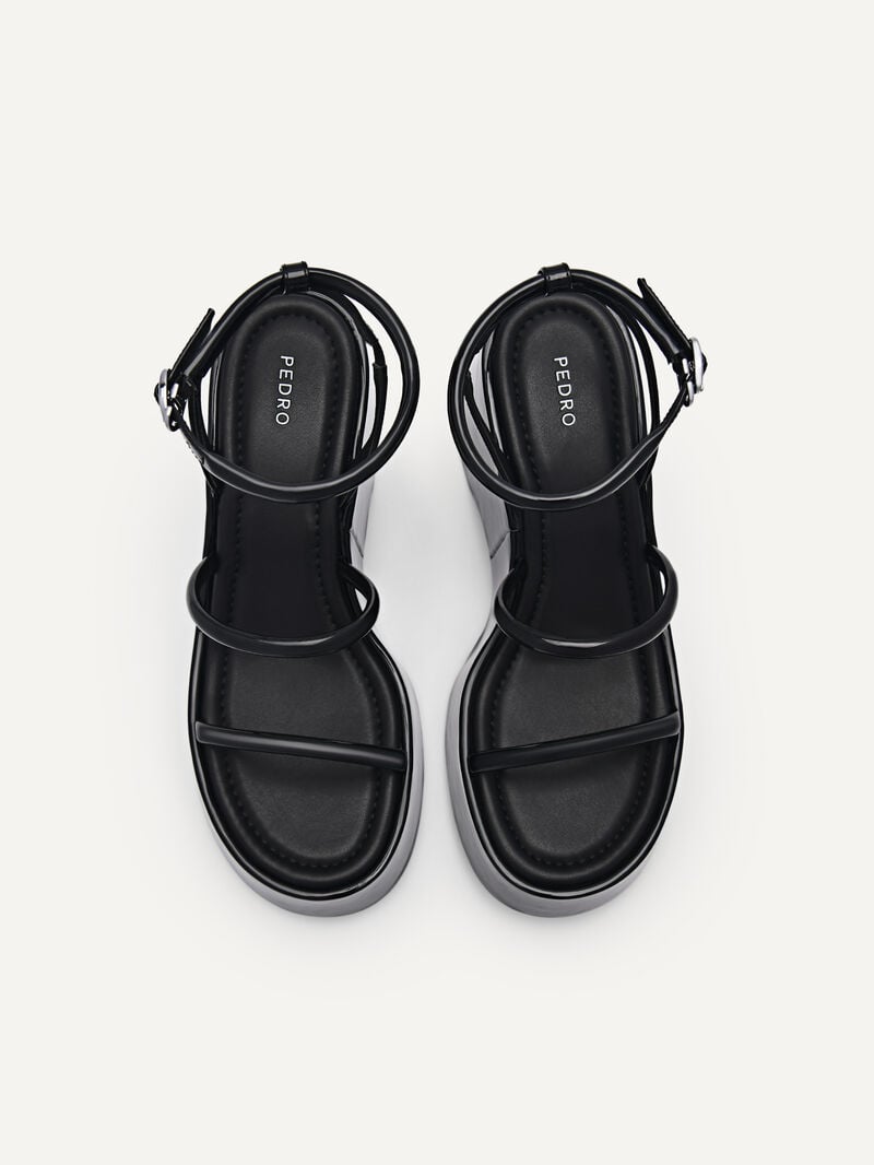 Pedro Aryna Platform Sandals Women Wedges Black | Q9Q-1925