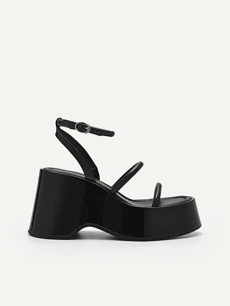 Pedro Aryna Platform Sandals Women Wedges Black | Q9Q-1925