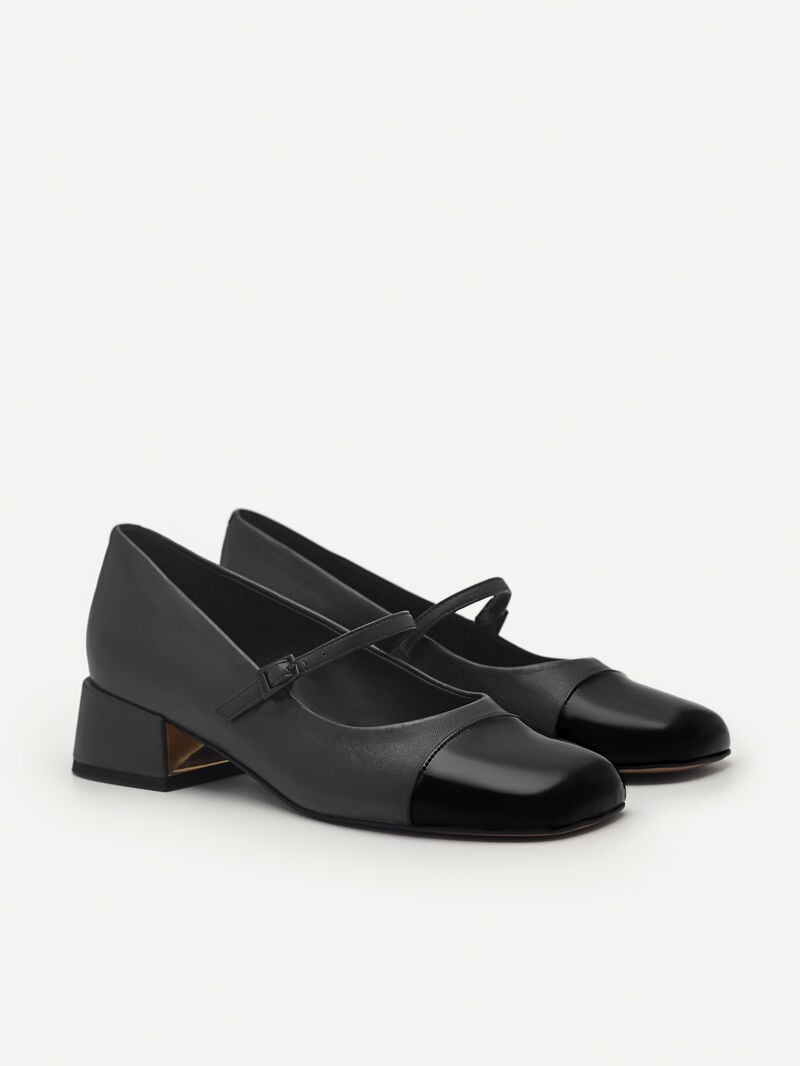 Pedro Bianca Leather Mary Jane Women Pumps Black | Q9Q-1495