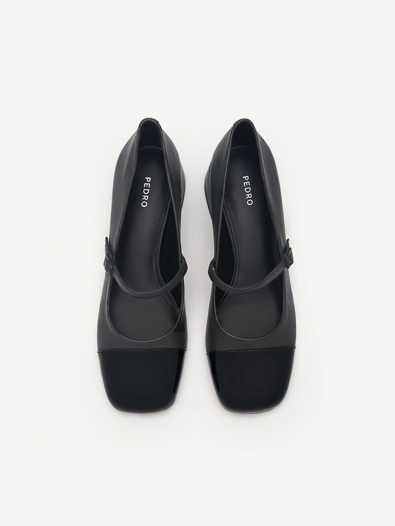Pedro Bianca Leather Mary Jane Women Pumps Black | Q9Q-1495