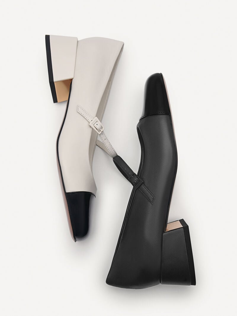 Pedro Bianca Leather Mary Jane Women Pumps Black | Q9Q-1495