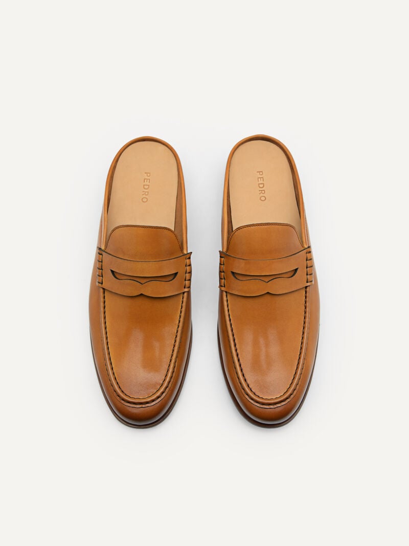 Pedro Blake Leather Loafers Men Slip Ons Camel | Q9Q-2697