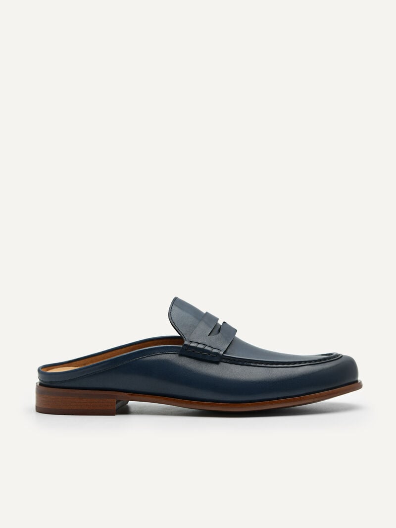 Pedro Blake Leather Loafers Men Slip Ons Navy | Q9Q-2695