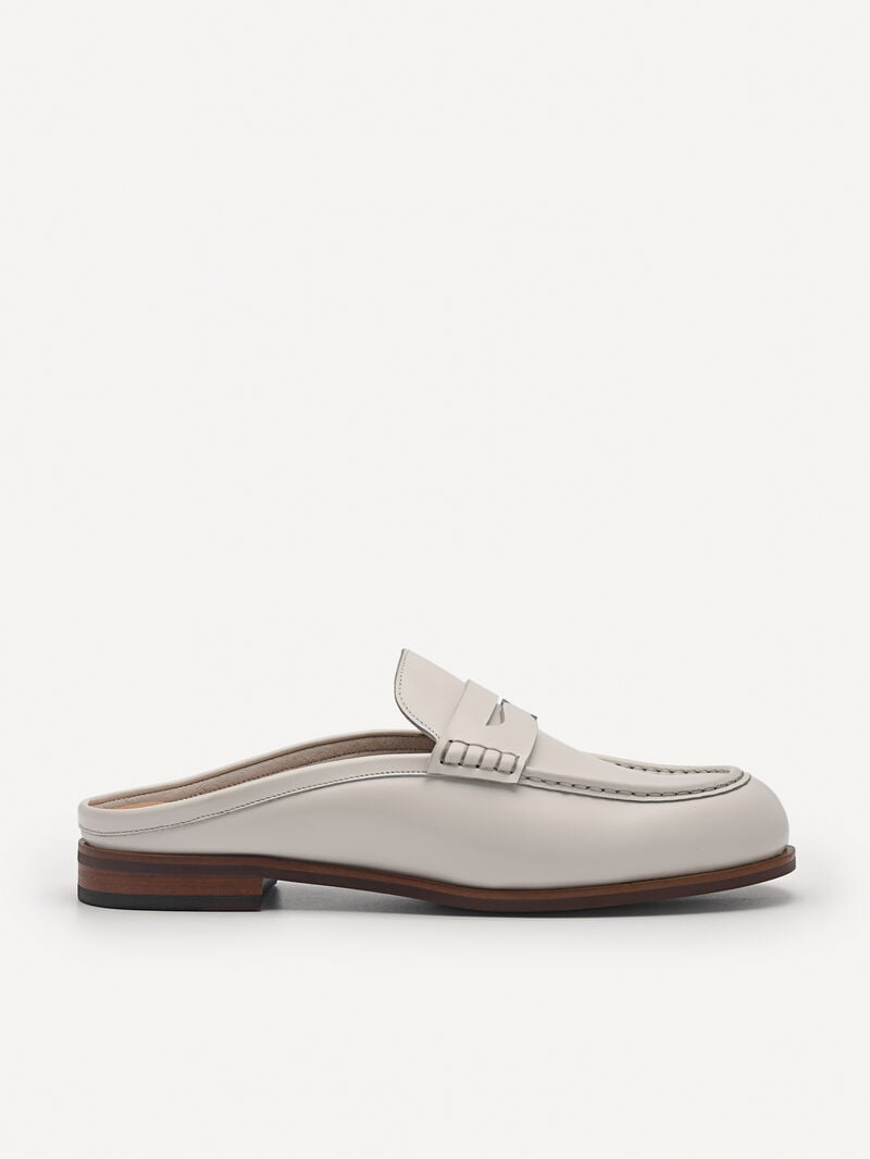 Pedro Blake Leather Penny Loafer Mules Women Flats Chalk | Q9Q-2694