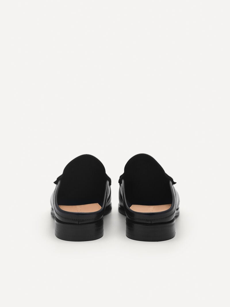 Pedro Blake Leather Penny Loafer Mules Women Flats Black | Q9Q-2692