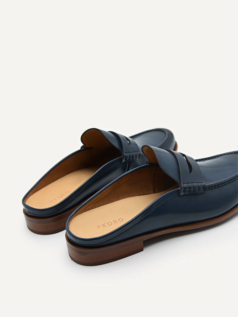 Pedro Blake Leather Slip-On Men Loafers Navy | Q9Q-2688